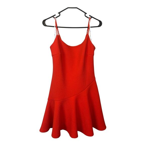 Lulus Our Last Dance Coral Red Ruffled Mini Dress Orange Asymmetrical Small - Picture 1 of 8